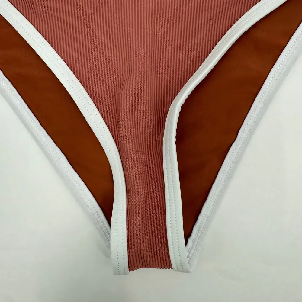 LAINSNOW Kiawah Bikini Bottoms Size Extra Small NEW Sangria Pink NWOT Beach Rib